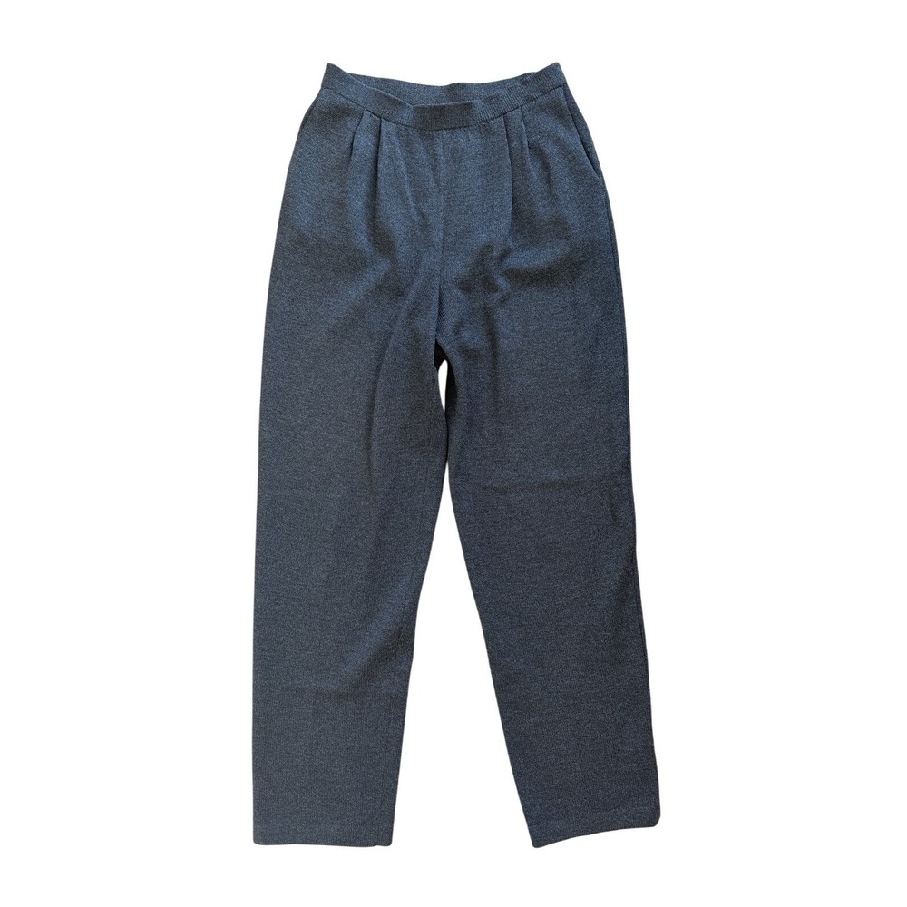 St. John Collection Womens Cropped Pleated Front Pants Size 6 Gray Santana Knit